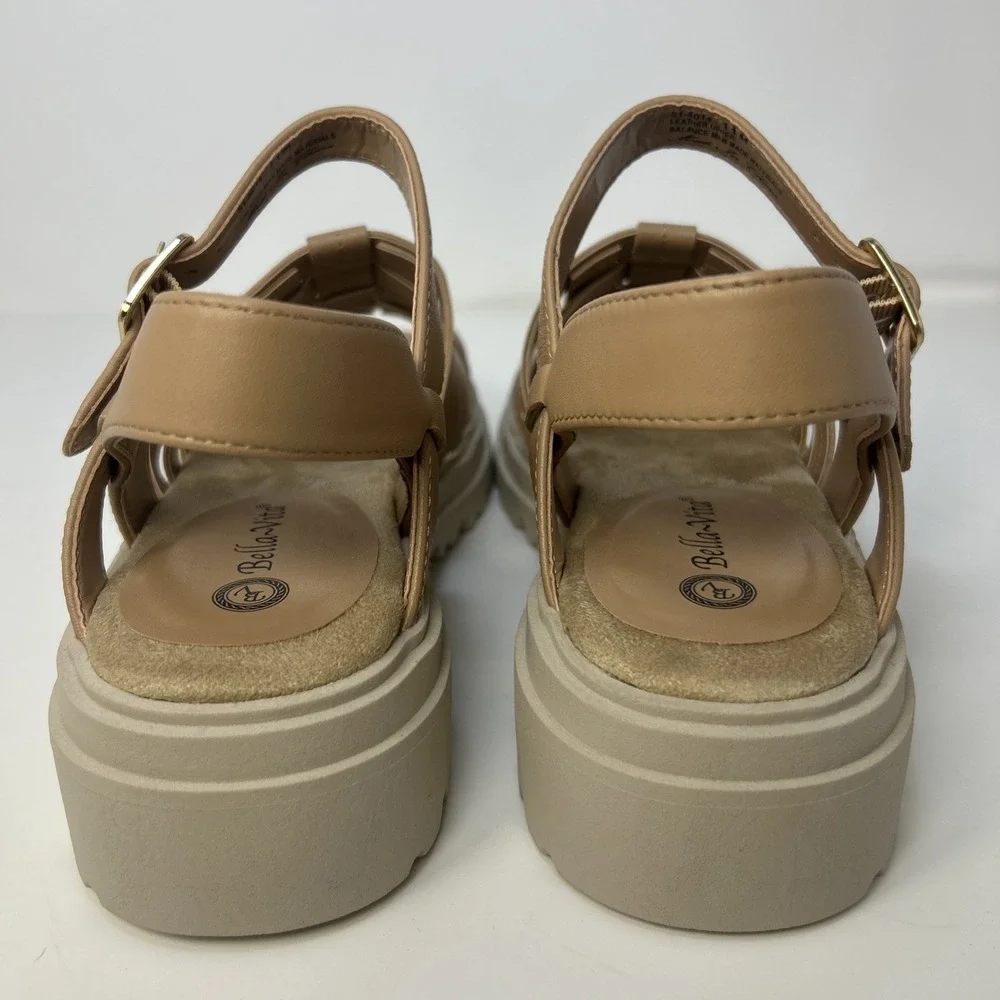 Bella Vita Loni‎ Lug Sole Fisherman Sandals Women's Size 11 M NIB Tan Leather